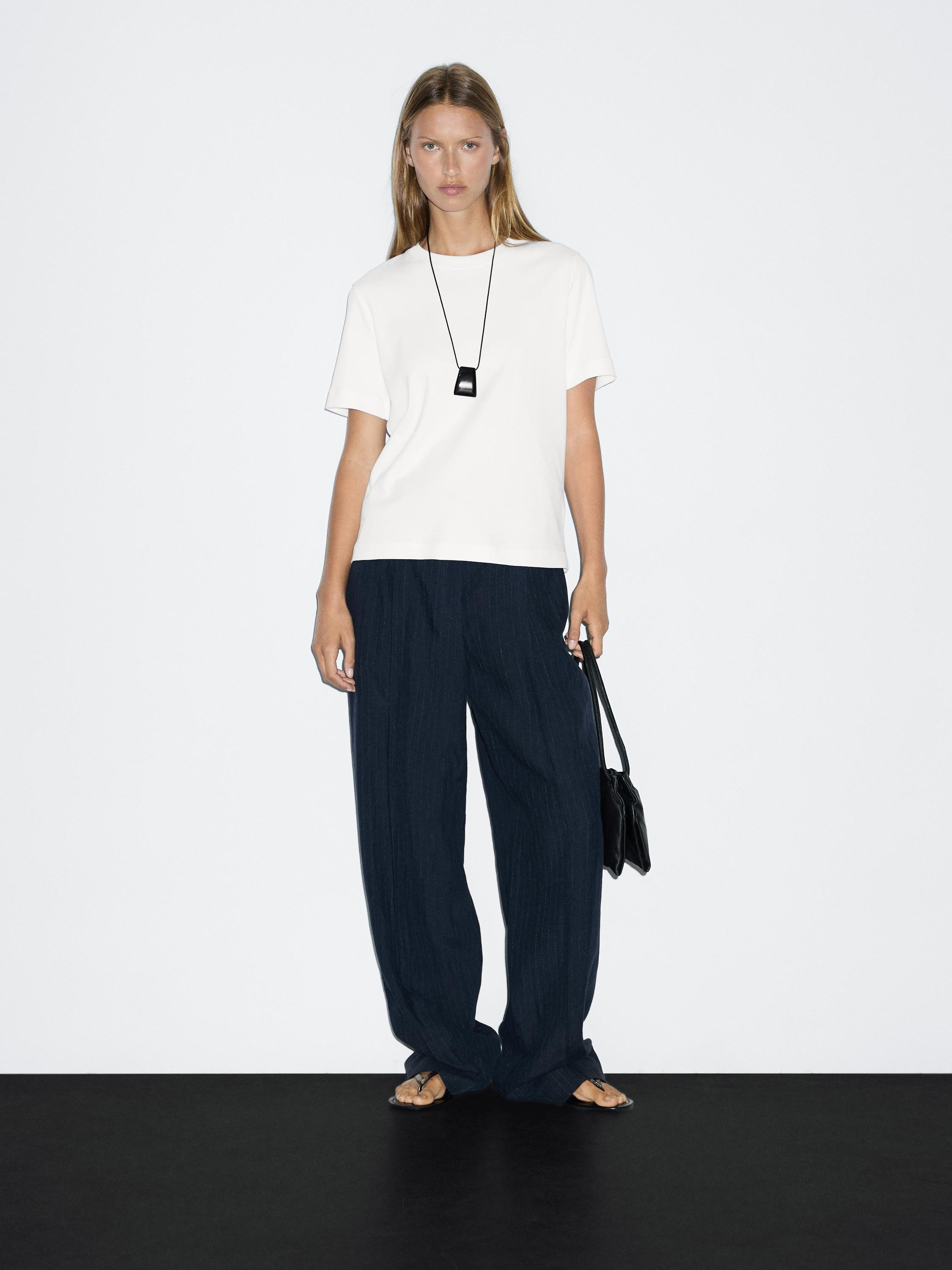 100% cotton interlock crew neck T-shirt | Massimo Dutti UK