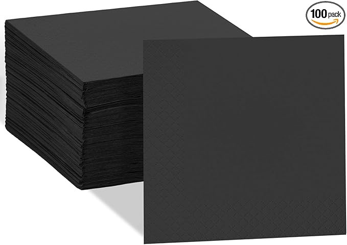 Ginkgo 100 Pack Cocktail Napkins, 2-Ply Disposable Black Paper Napkins Bulk for Wedding, Bar, Bev... | Amazon (US)