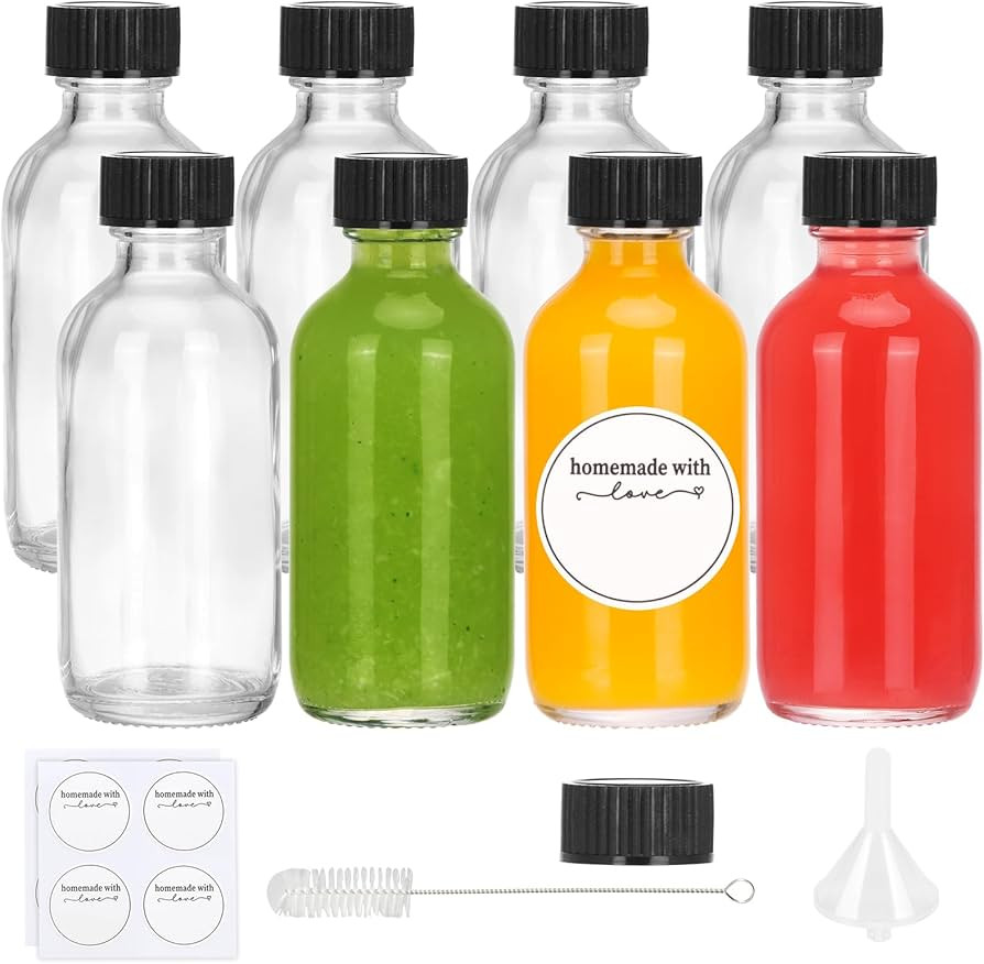 CUCUMI Glass Bottles with Lids 8pcs 2oz, Small Glass Bottles, Juice Bottles, Shot Bottles with Ca... | Amazon (CA)