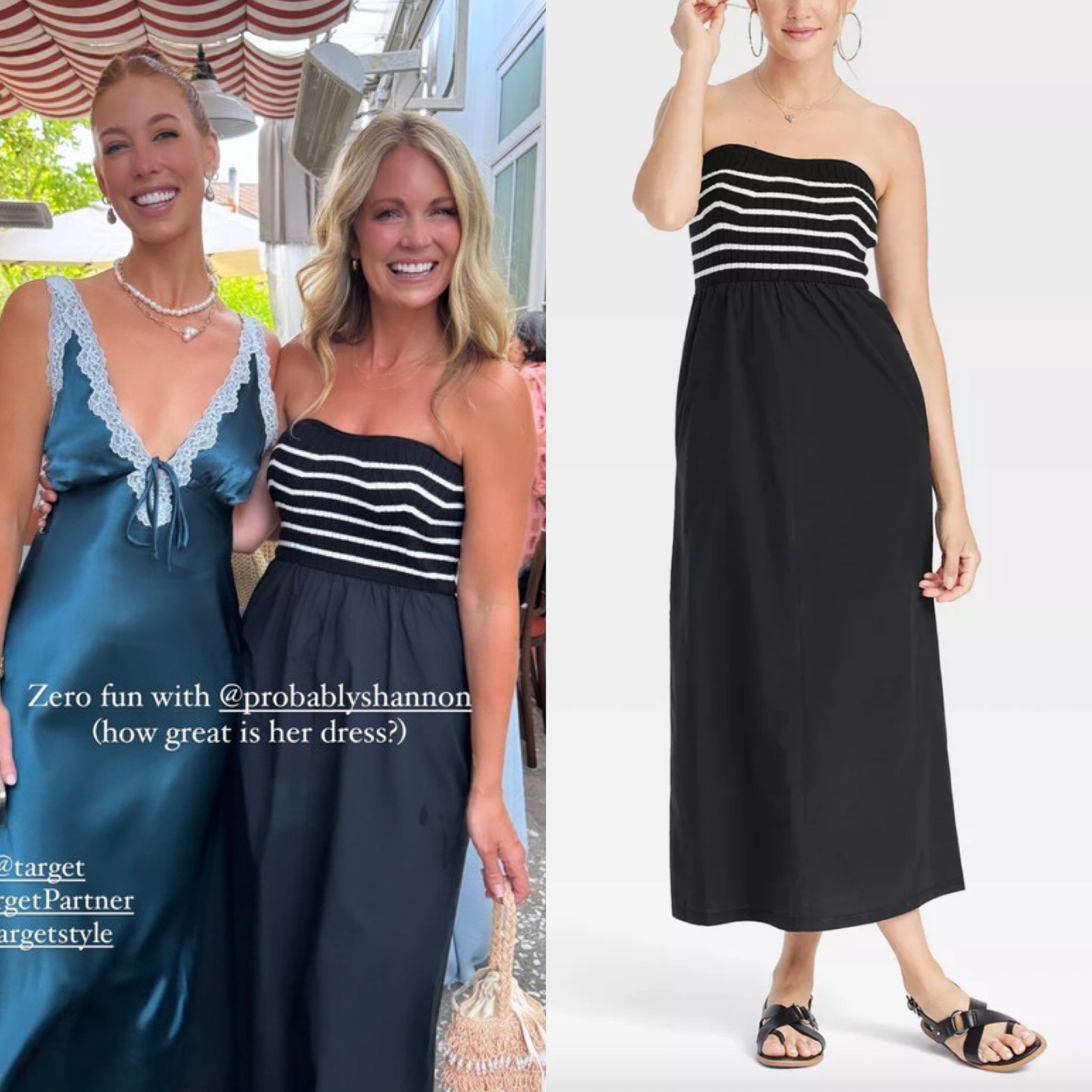 Cameran Eubanks’ Black Striped Strapless Midi Dress 📸 + Info= @camwimberly1 