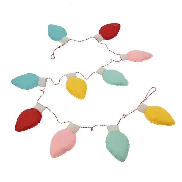 Holiday Time Bright Fabric Christmas Light Bulb Garland, 6' | Walmart (US)