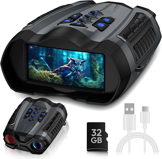 Night Vision Goggles, 4K Binoculars with Camera, 3.5" HD Display and 32GB TF Card, 9 Gear Night V... | Amazon (US)