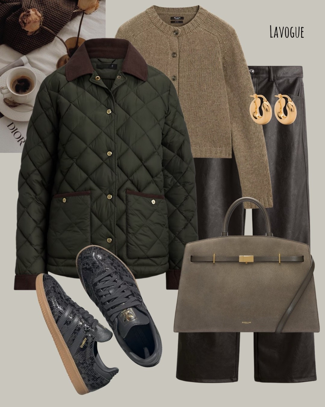 Layered up in a dark green quilted barn jacket and wool cardigan with brown leather-effect pants for a touch of edge. Finished with adidas sneakers and a matching suede bag — effortless, comfy, and ready for fall days.

#LTKFallStyle #CasualChic #ElevatedBasics #OOTD #Cardigan #Suede #BarnJacket

#LTKWorkwear #LTKShoeCrush #LTKSeasonal