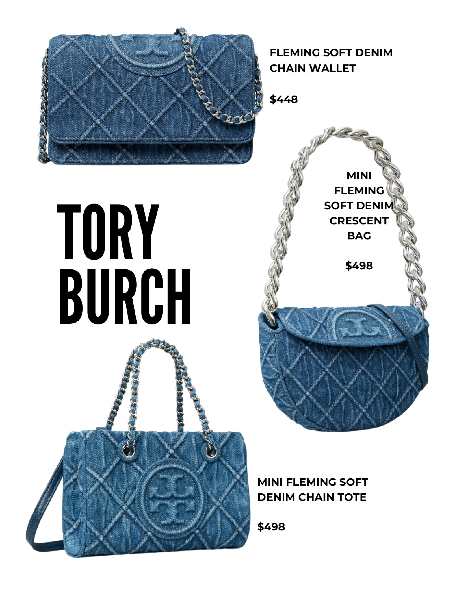 Denim Handbags for Spring
While we're on the topic of denim this spring and the Coach Tabby. Here are some additional options from Tory Burch that range from $200 to $600 that are super cute!!


#LTKU #LTKSeasonal