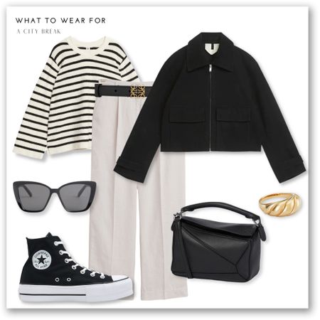 A casual black & white spring look 🫶 linen trousers styled with a stripe jumper, black converse, cropped jacket & Loewe puzzle crossbody bag. 

#LTKitbag #LTKstyletip #LTKSeasonal