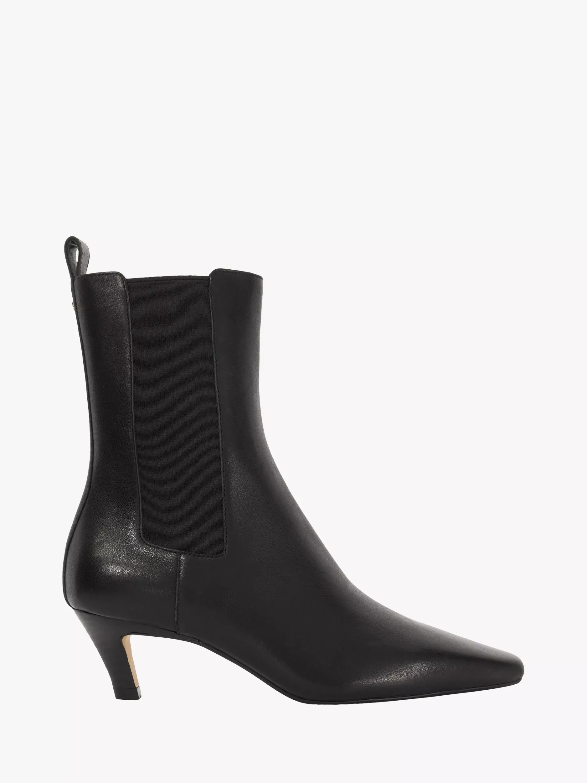 Dune London Odele Leather Heeled Pointed Boots, Black | John Lewis (UK)