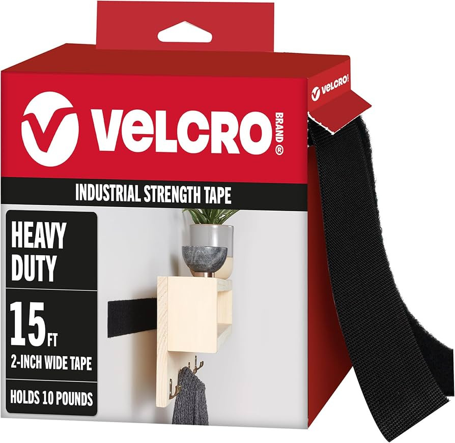 VELCRO Brand Heavy Duty Tape with Adhesive | 15 Ft x 2 In | Holds 10 lbs, Black | Industrial Stre... | Amazon (US)