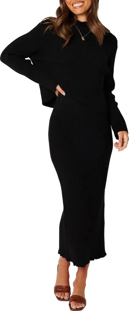 Payton Mock Neck Top & Maxi Skirt Rib Set | Nordstrom