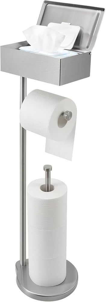 theaoo Toilet Paper Holder Stand with Shelf, Flushable Wipes Dispenser, Free Standing Toilet Tiss... | Amazon (US)