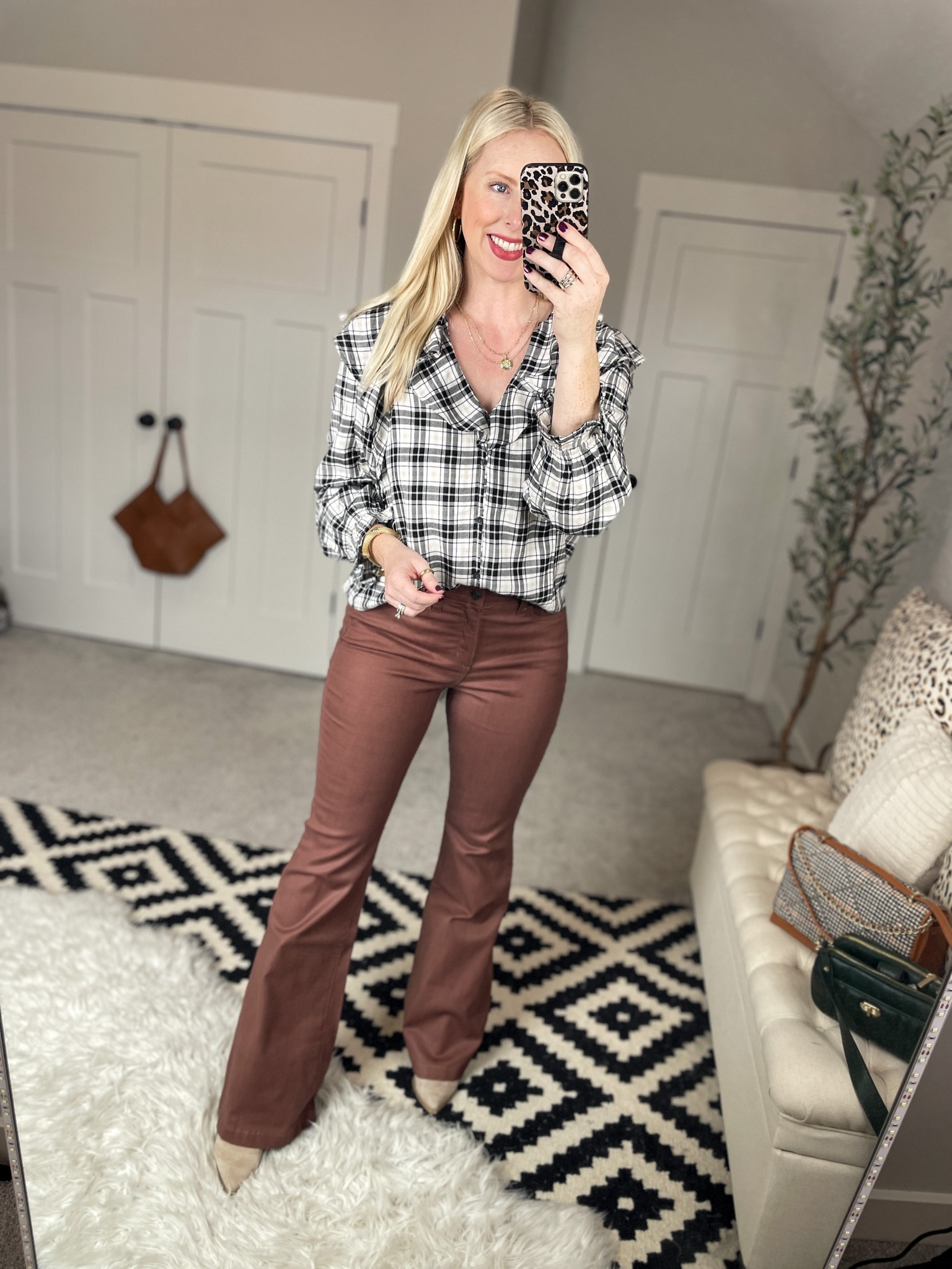 Walmart outfit, Walmart fashion, time and tru, plaid top, flare jeans 

#LTKworkwear #LTKunder50 #LTKSeasonal