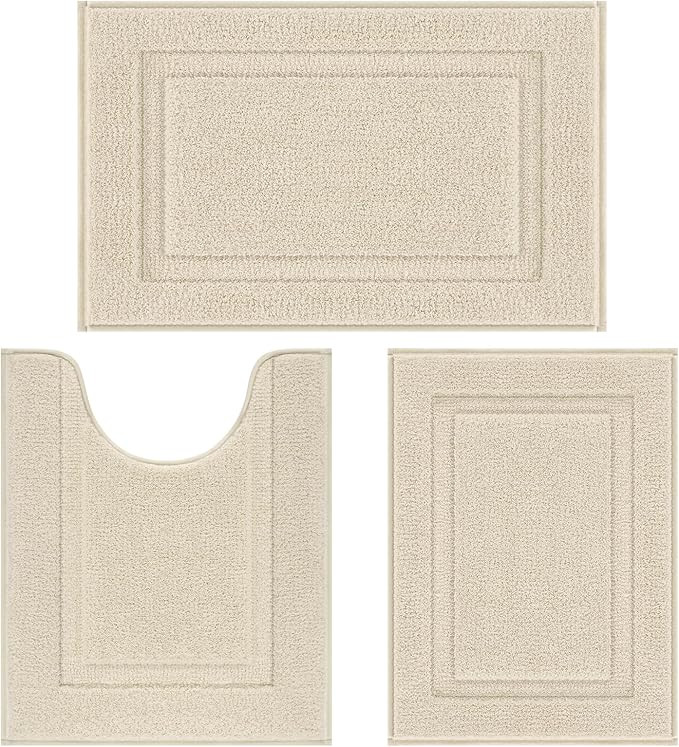 SHACOS Soft Fluffy Bathroom Rugs Set of 3 Pieces Bath Mats with U Shape Toilet Rugs Non Slip Wash... | Amazon (US)