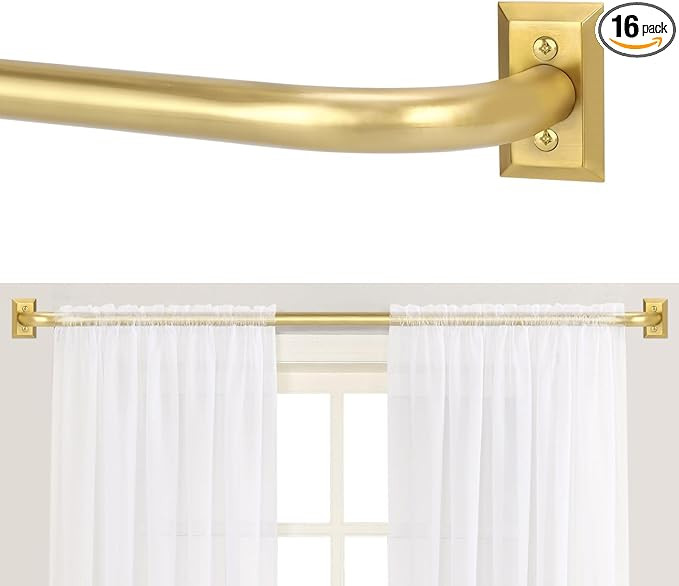 Gold Wrap Around Curtain Rods 28 to 60 Inch:Blackout Heavy Duty Adjustable Window Curtain Rod Roo... | Amazon (US)