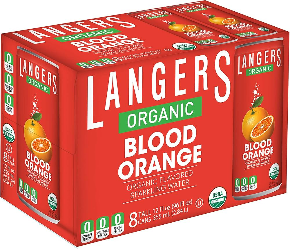 Langers Organic Flavored Sparkling Water, Blood Orange, 12 Ounce (Pack of 8) | Amazon (US)