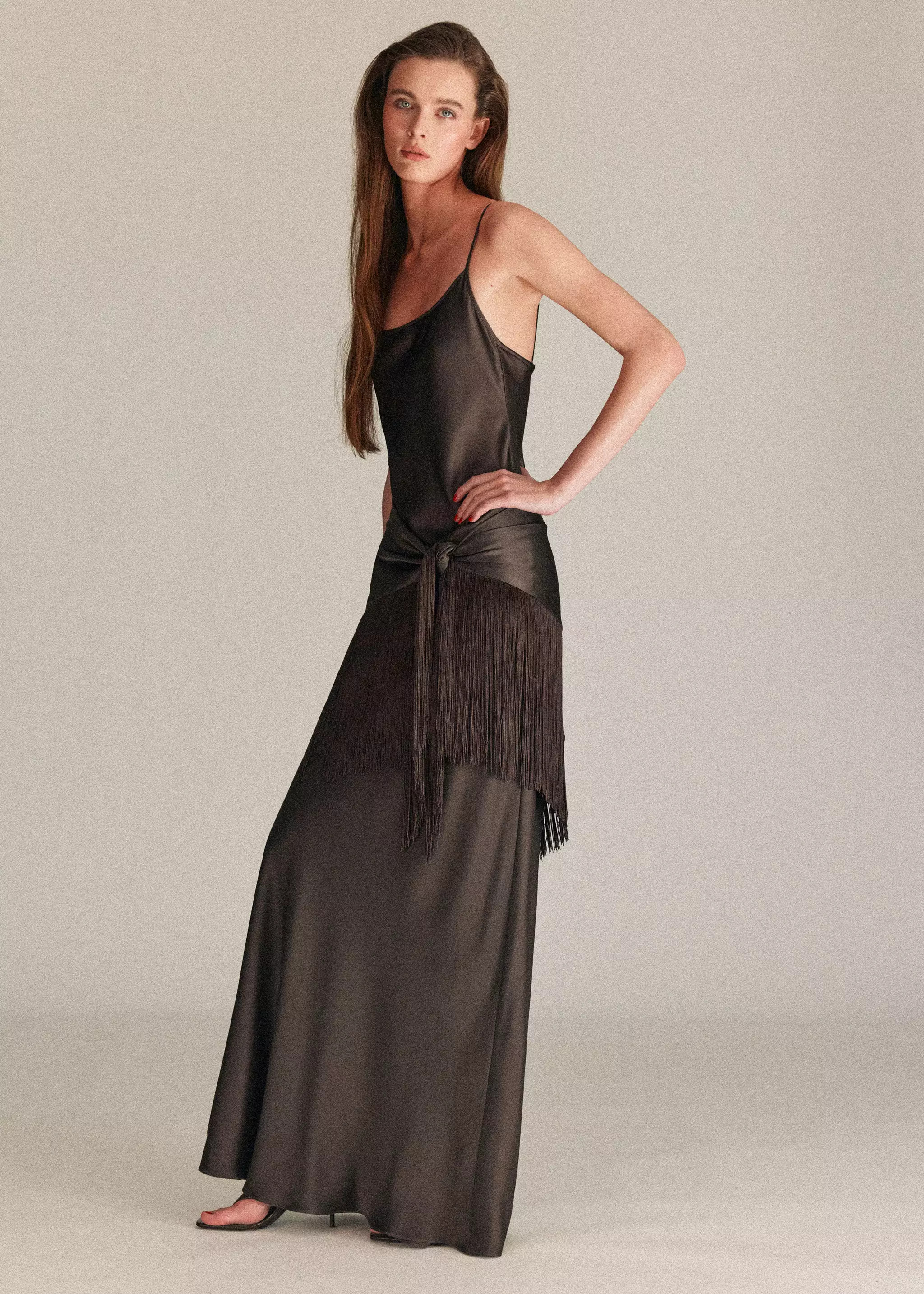 Satin dress with fringed bandana | Mango (US/MX/AU)