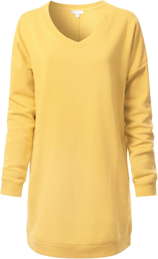 Design by Olivia Women's Casual Oversized Loose Fit V-Neck Fleece Pullover Sweatshirts Tunic Fall... | Amazon (US)