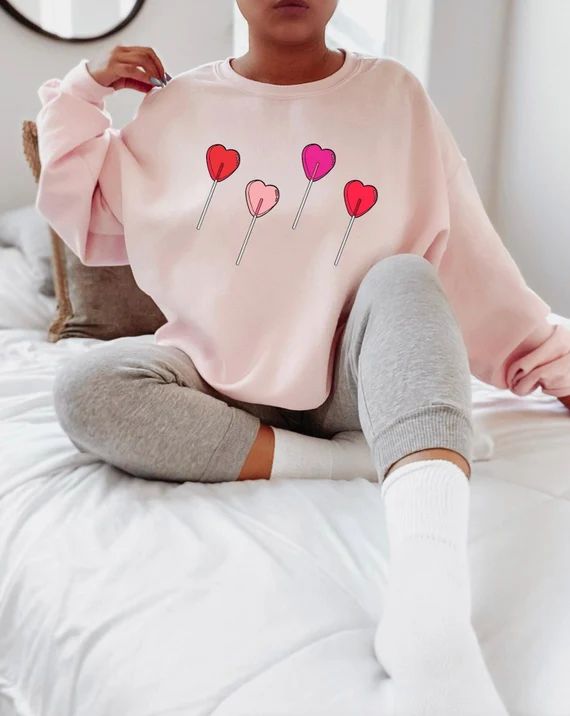 Valentines Sweatshirt  Lollipop Valentines Design Sweatshirt | Etsy | Etsy (US)