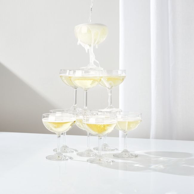 Champagne Tower Coupe Glasses, Set of 10 | Crate & Barrel