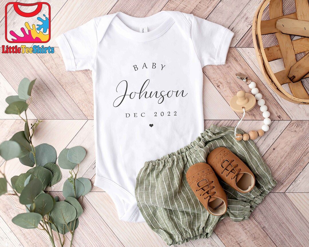Personalized Last Name Announcement Baby Onesie® - Pregnancy Announcement Baby Onesie®, Modern ... | Etsy (US)