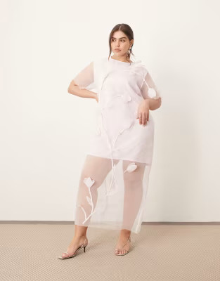 ARRANGE Curve organza floral applique maxi dress in light pink | ASOS | ASOS (Global)