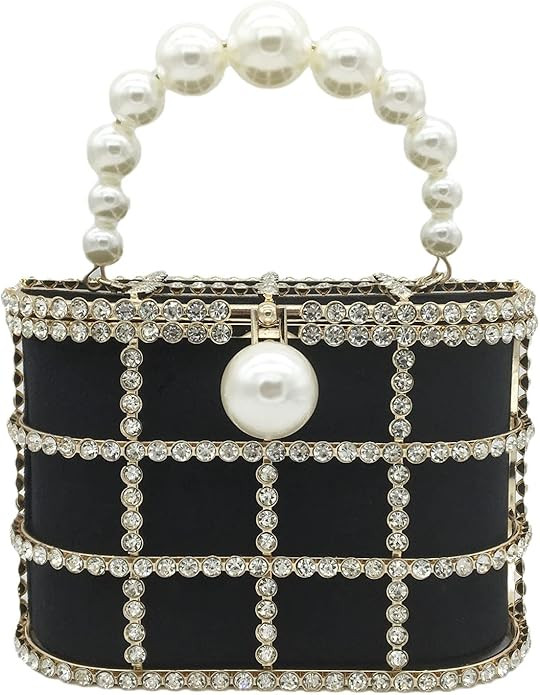 Synthetic Pearl Top-Handle Women Metal Bucket Bag Crystal Evening Purses and Clutches Formal Wedd... | Amazon (US)