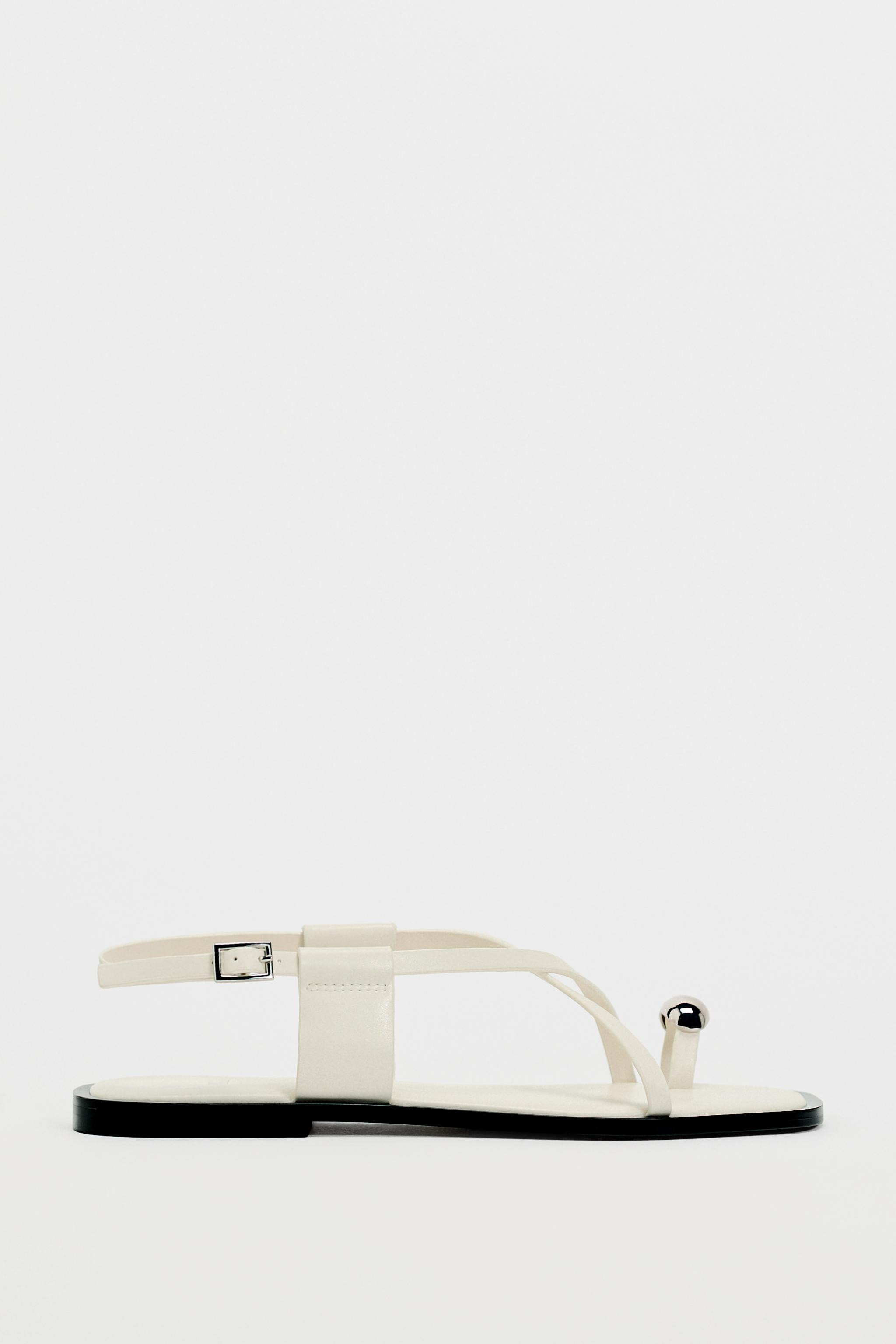 FLAT STRAPPY SANDALS WITH METAL ORNAMENT | Zara US