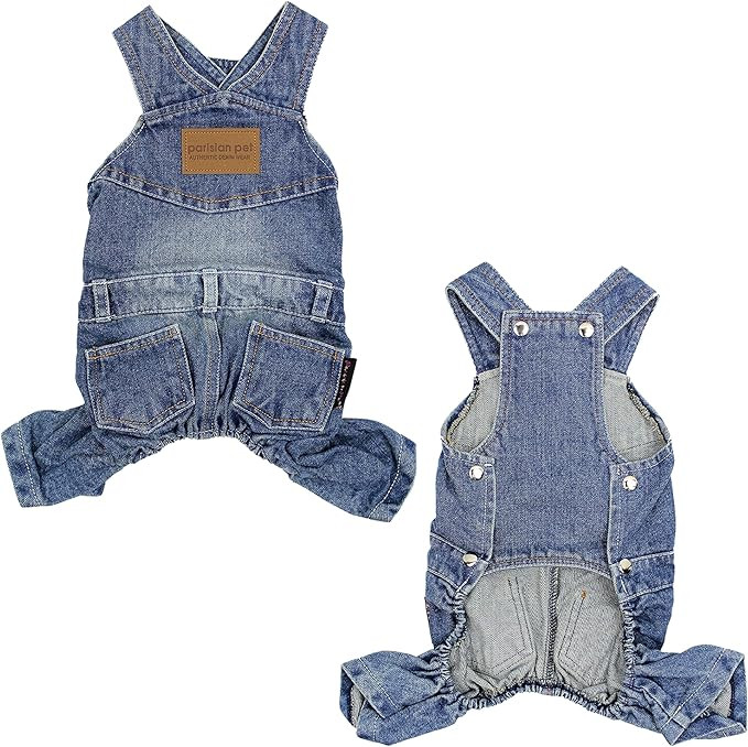 Parisian Pet Denim Overall - Blue Dog Jeans Outfit - Breathable Puppy Jumpsuit Costumes - Machine... | Amazon (US)