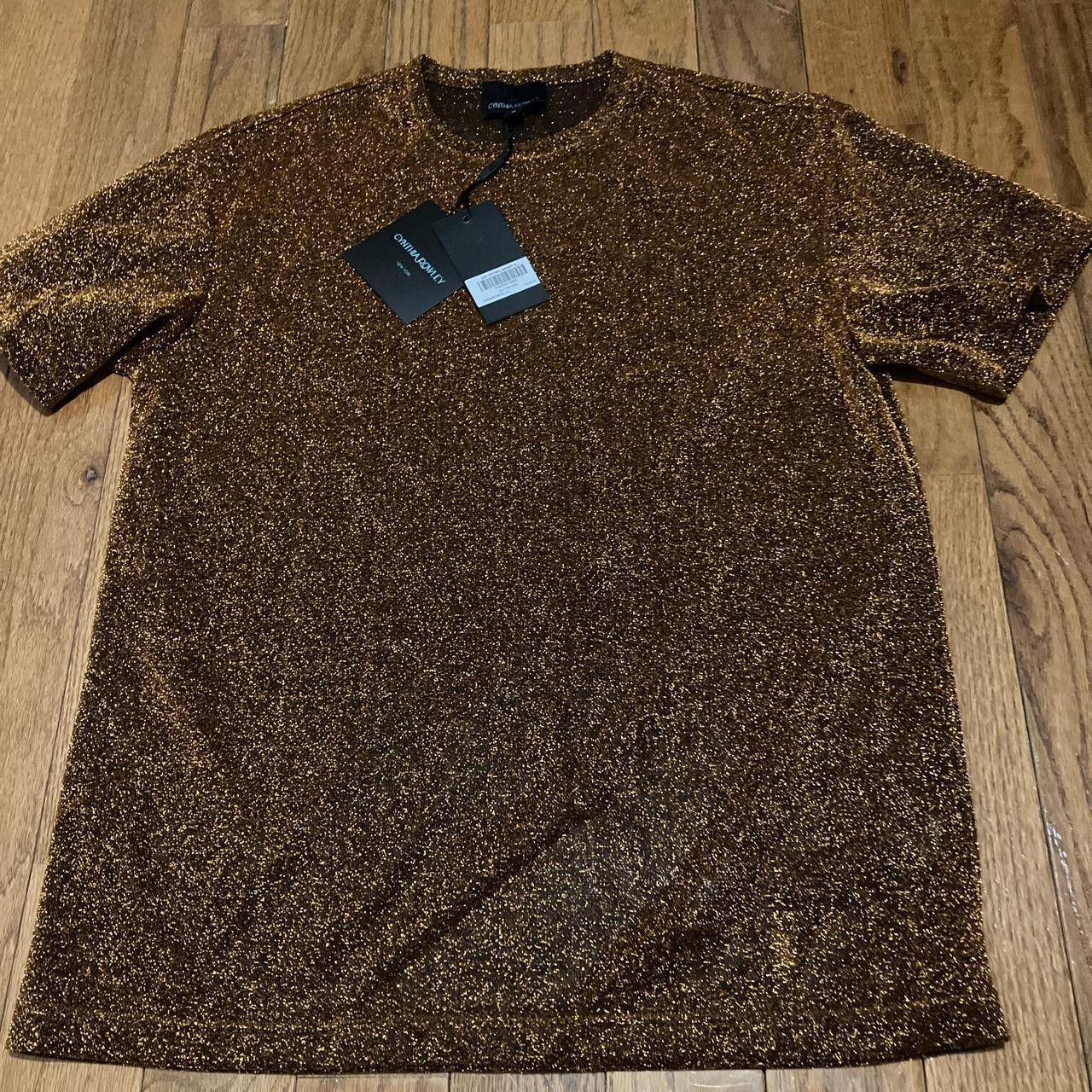 Cynthia Rowley Women's T-shirt - Brown/Gold - S | Depop US