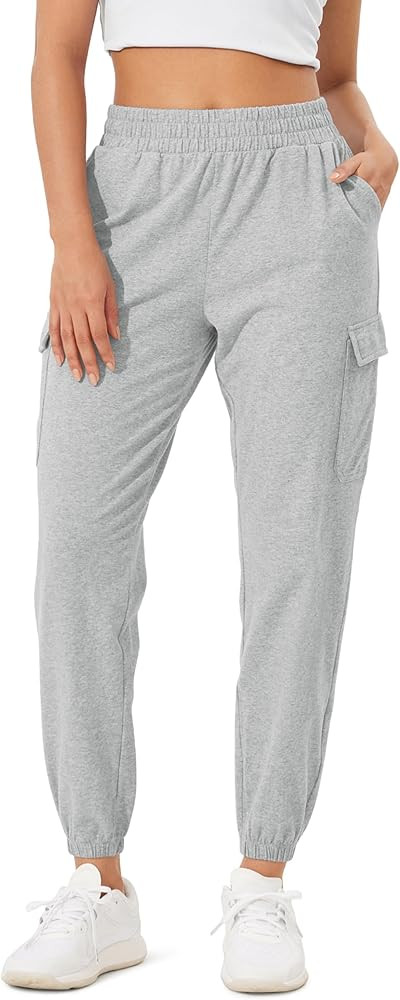 ODODOS Cargo Jogger Pants for Women Purevibe Cotton Mid Waist Track Cuff Lounge Sweatpant with Po... | Amazon (US)