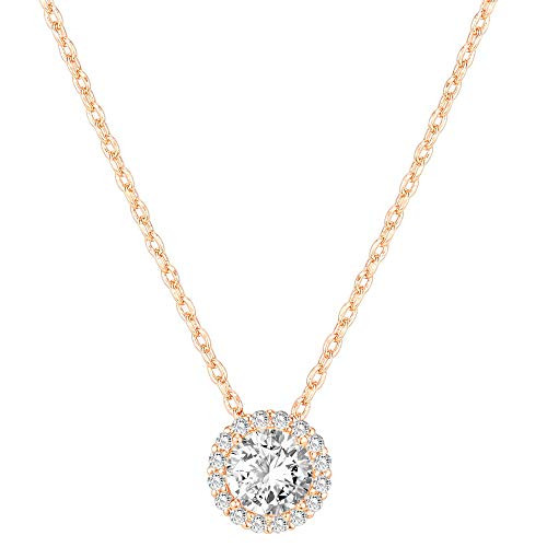 Amazon.com: PAVOI 14K Gold Plated Post Faux Diamond Heart Shape Pendant Halo Necklace in White Go... | Amazon (US)