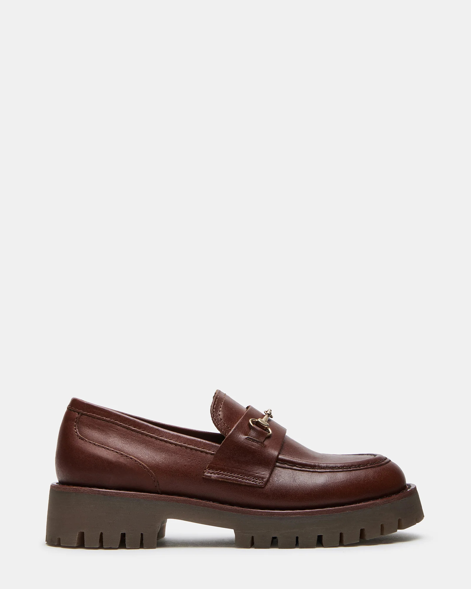 LAWSEN Cognac Leather Platform Loafer | Women's Loafers | Steve Madden (US)