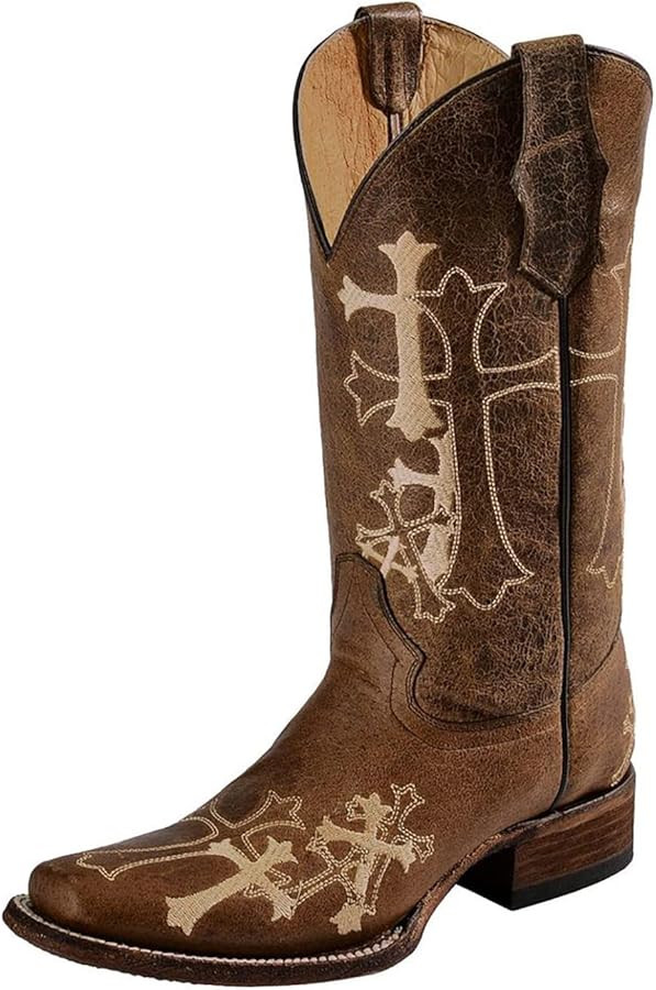 Corral Womens Side Cross Embroidery Square Toe Boots | Amazon (US)