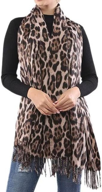 Women Fashion Leopard Cashmere Feel Winter Scarf Soft Long Double-sided Style Tassels Oversize Wa... | Amazon (US)