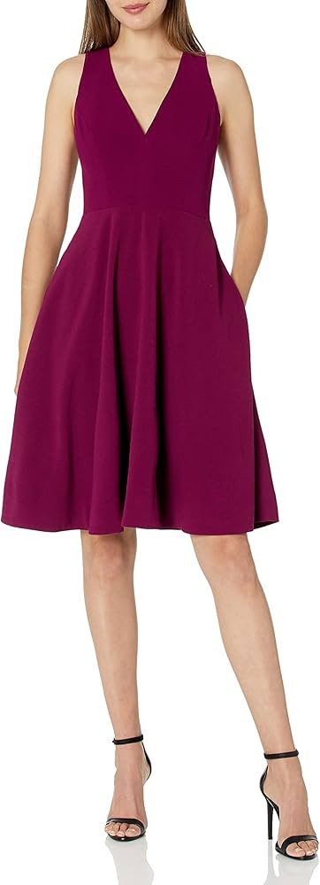 Dress the Population Women's Catalina Plunging V-Neck, a Line Midi | Amazon (US)