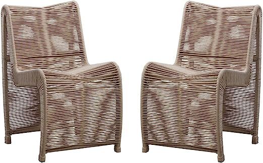 Boraam Lorenzo Rope Accent Chairs, Set of 2-Tan | Amazon (US)