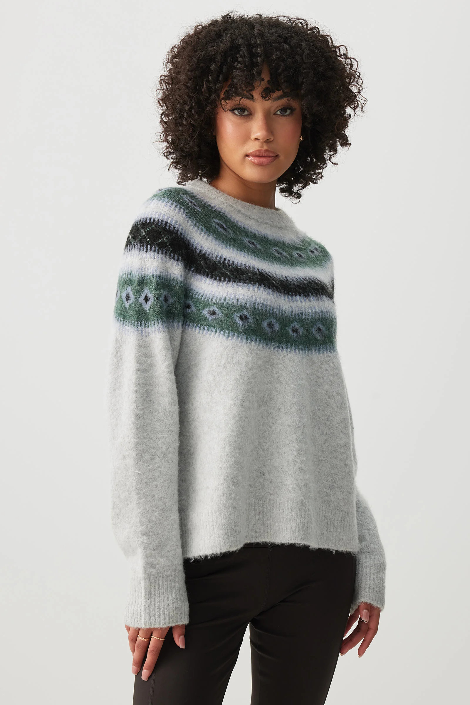 Fair Isle Fuzzy Knit Sweater | Ardene