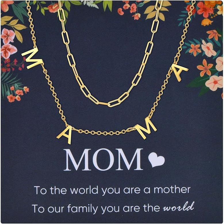 Gold Mama Necklaces for Women - 18K Gold Plated Mom Pendant Dainty layered Necklace Choker,Chain ... | Amazon (US)