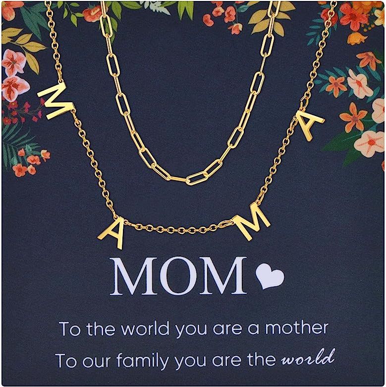 Gold Mama Necklaces for Women - 18K Gold Plated Mom Pendant Dainty layered Necklace Choker,Chain ... | Amazon (US)