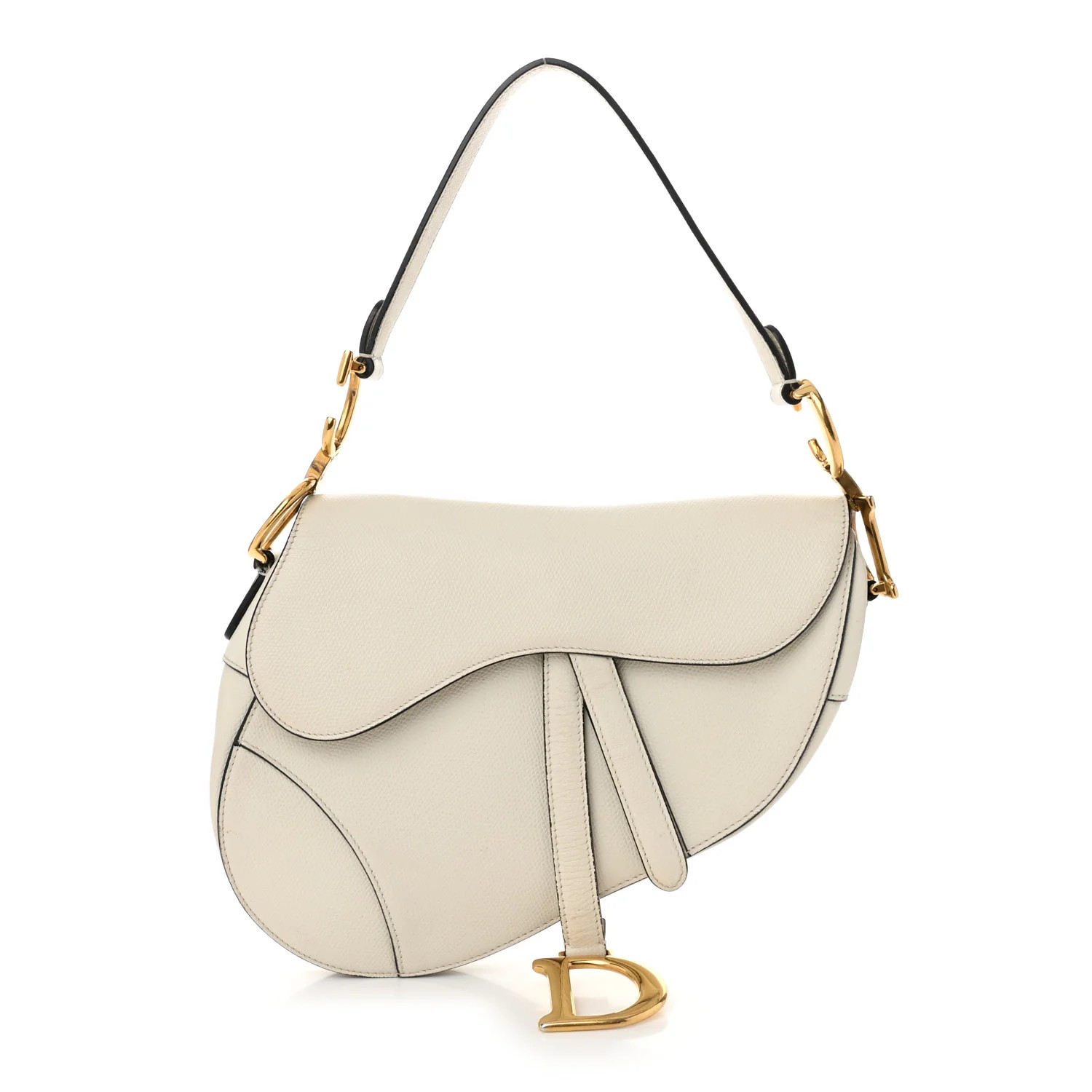 Grained Calfskin Saddle Bag White | FASHIONPHILE (US)
