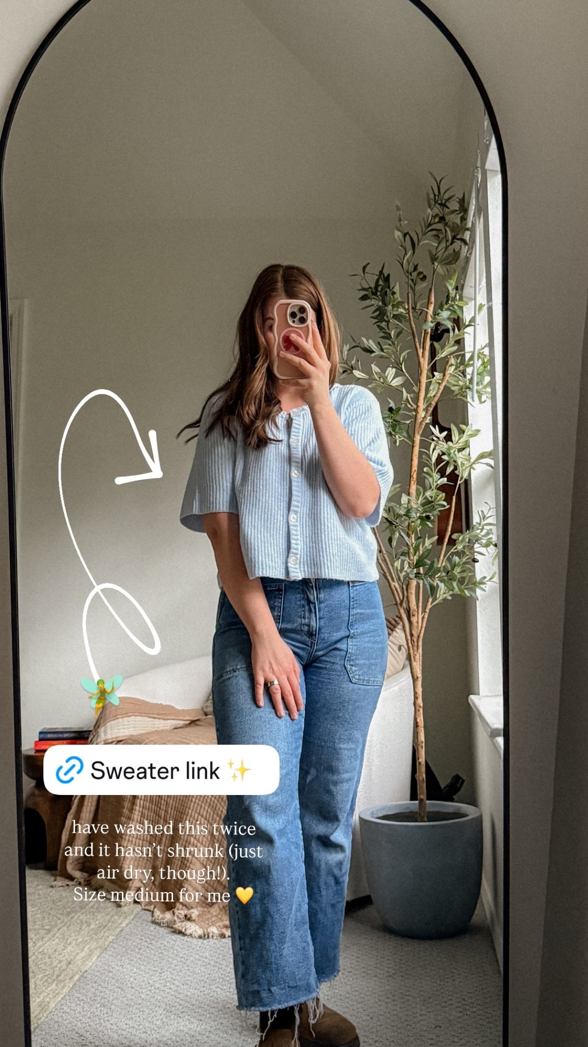 This top!! 

I have washed it twice and it hasn’t shrunk (just air dry, though)! Size medium for me 💛 My jeans aren’t available anymore but I linked similar ones below! 

#LTKFindsUnder100 #LTKBeauty #LTKWatchNow