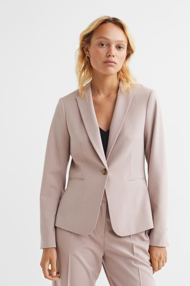 Fitted blazer in woven fabric. Notched lapels, one button at front, and welt front pockets. Decor... | H&M (US + CA)
