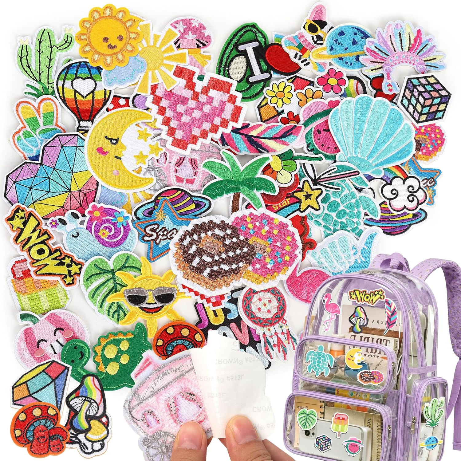 Self Adhesive Patches for Backpacks: 50PCS Cute DIY Stick on Patches | Amazon (US)