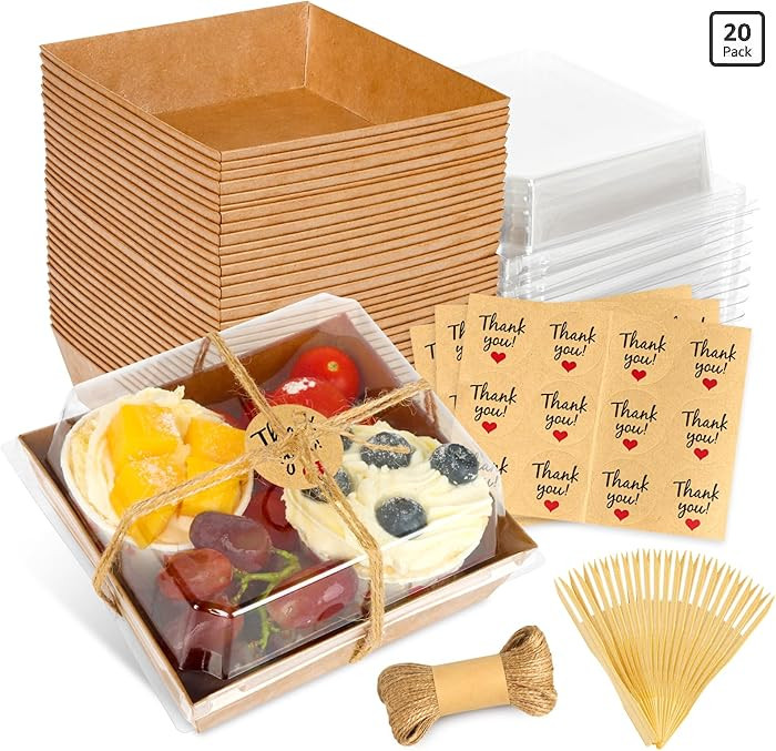 20Pcs Small Charcuterie Boxes with Clear Lids - Paper Mini Charcuterie Boxes To Go, Disposable Fo... | Amazon (US)