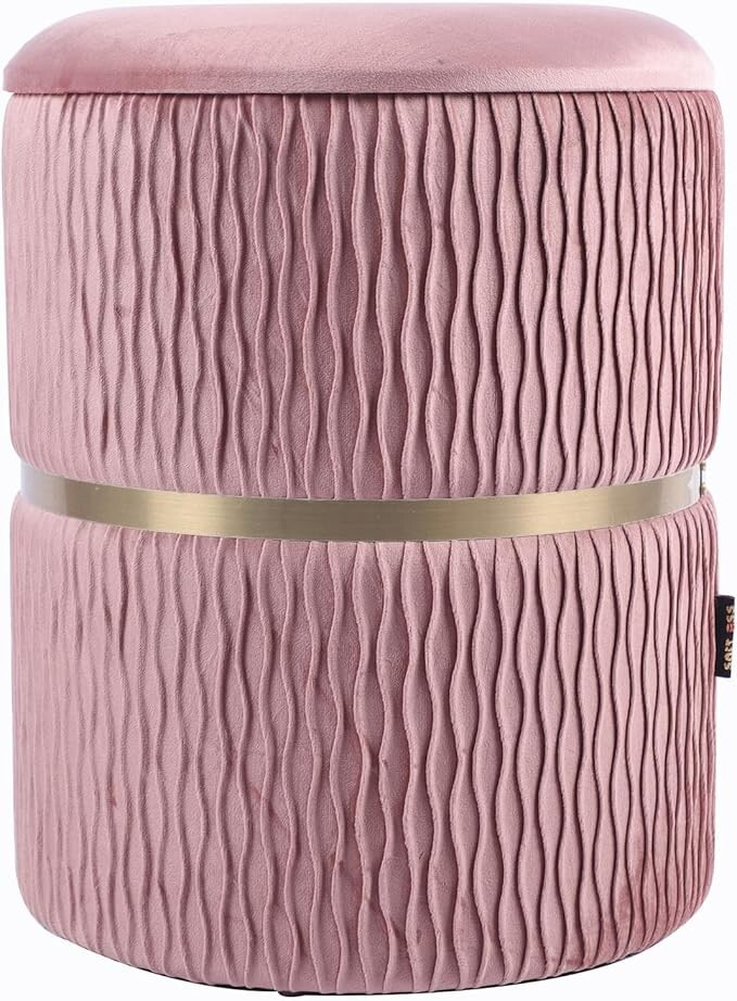 Round Storage Ottoman, Removable Lid -Footstool-Pink | eBay | eBay US