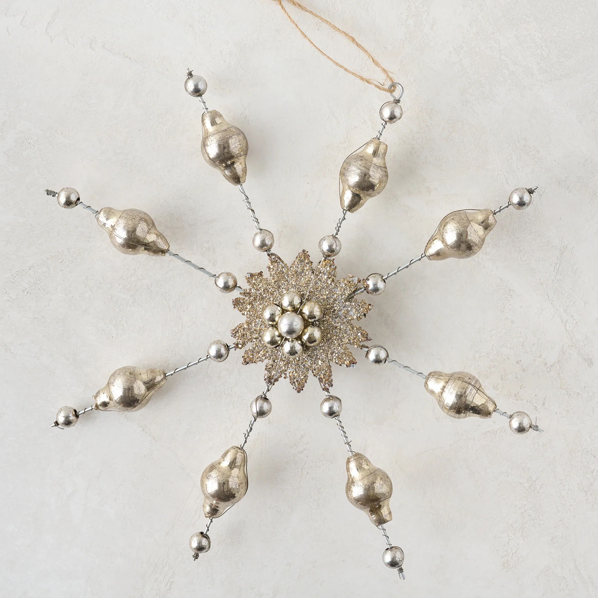 Mercury Glass Beaded Snowflake Ornament | Magnolia
