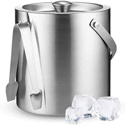 Double-Wall Stainless Steel Insulated Ice Bucket With Lid and Ice Tong [3 Liter] Included Straine... | Amazon (US)