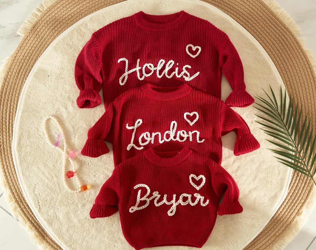 Hand-knitted Valentine Baby Sweatervalentine Baby Outfitbaby Vday Heart Sweatshirtdaddy's Girl Ba... | Etsy (US)