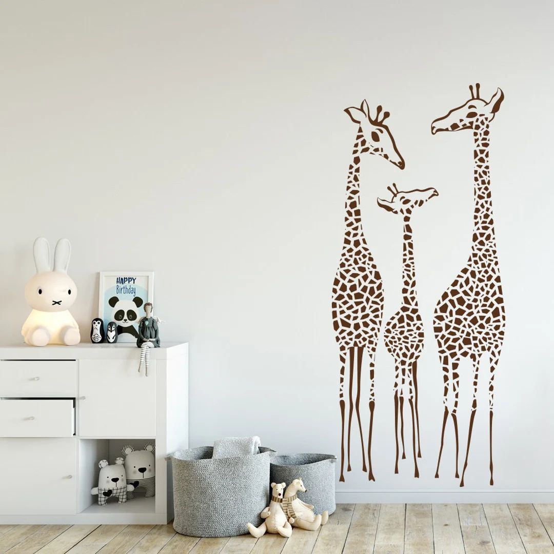 Giraffes Family Wall Decal, Giraffes Wall Decal for Nursery, Safari Nursery Decor Wall Art, Set o... | Etsy (UK)