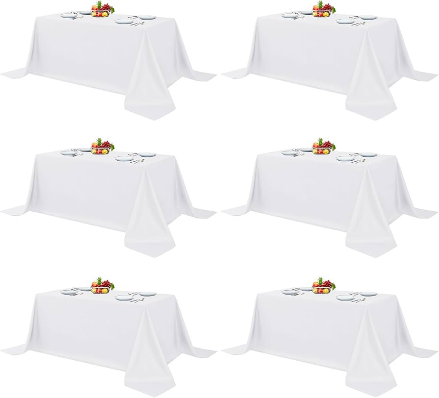 Fitable White Table Clothes for Rectangle Tables, 6 Pack - 90 x 132 Inch - Reusable and Elegant T... | Amazon (US)