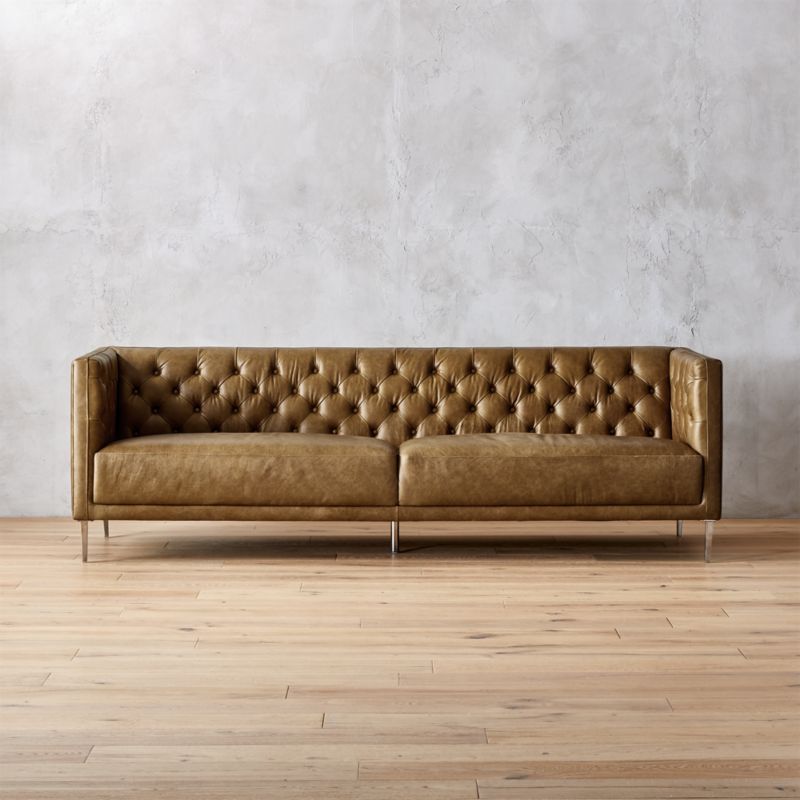 Savile Leather Tufted Modern Sofa + Reviews | CB2 | CB2