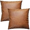 JOJUSIS Modern Leather Throw Pillow Covers for Couch Sofa Bed Set of 2 18 x 18 Inch 100% Faux Lea... | Amazon (US)